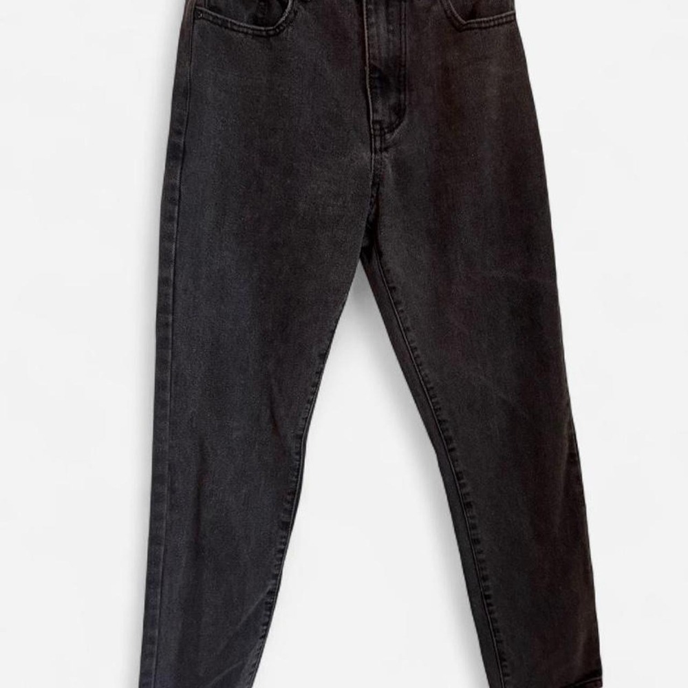 Princess Polly Black High-Waisted Straight-Leg Jeans US 8